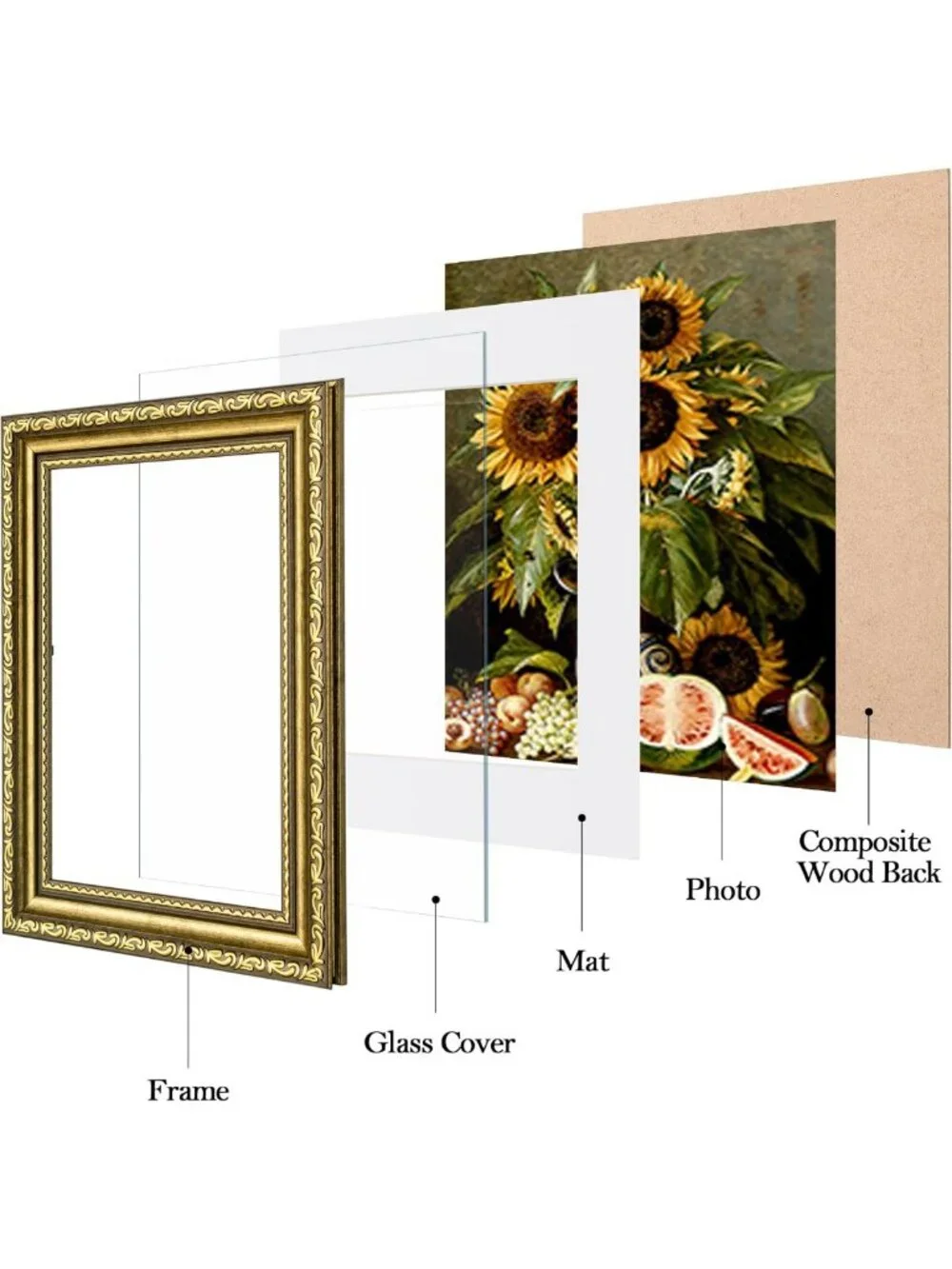 Vintage Gold Picture Frame Set - 5x7 & 4x6 Display, Glass Cover, Wall/Table
